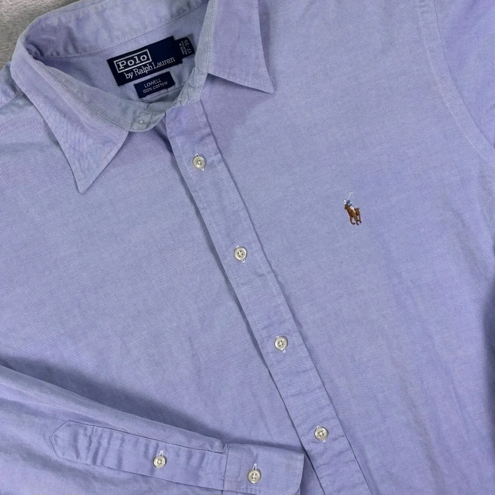Polo by Ralph Lauren Men's‎ Button Down Shirt 17.5 Lowell Blue Cotton Oxford XL